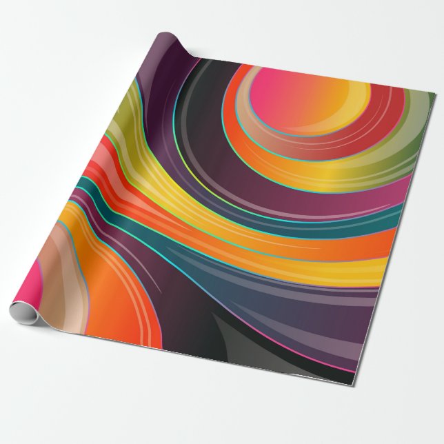 Colorful Abstract Retro Pattern Geschenkpapier (Ungerollt)