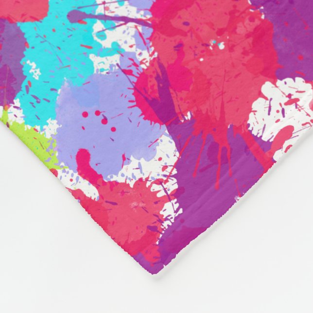 Colorful Abstract Splatter Paint, Red and Purple Fleecedecke (Ecke)