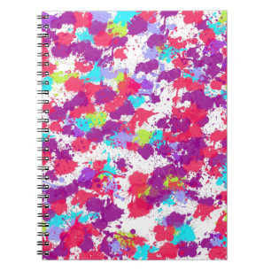 Colorful Abstract Splatter Paint, Red and Purple Notizblock