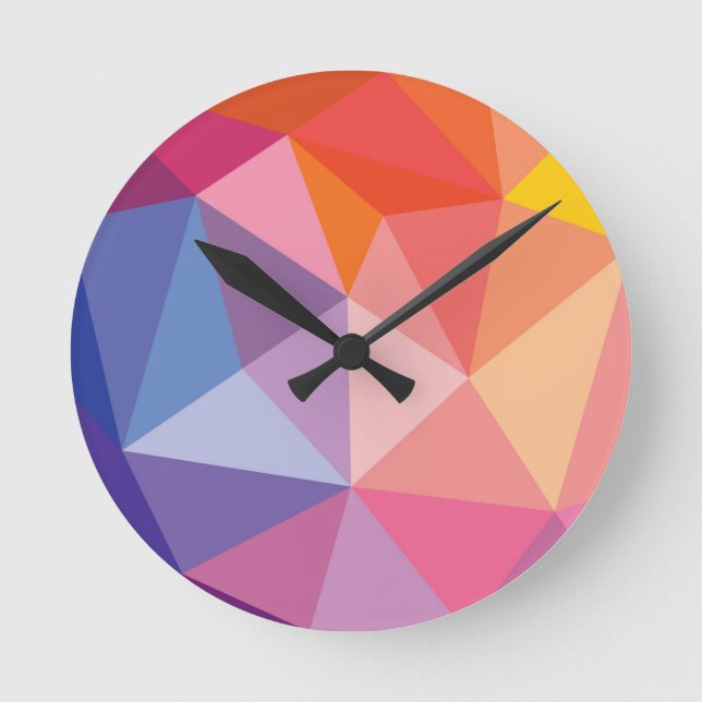Colorful Abstract Triangle Pattern Runde Wanduhr (Vorderseite)