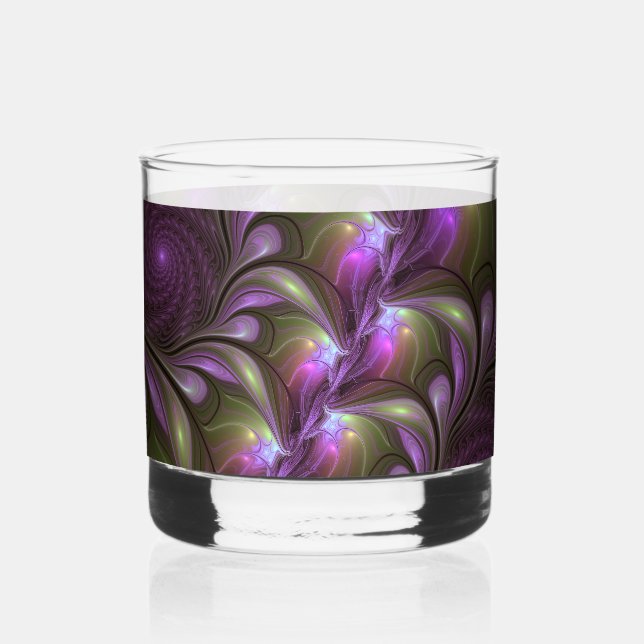 Colorful Abstract Violet Purple Khaki Fractal Art Whiskyglas (Vorderseite)