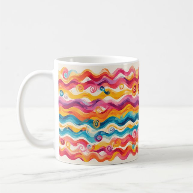 Colorful Abstract Wave Kaffeetasse (Links)