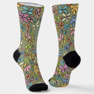 Colorful Abstract Wildflower Garden Socken
