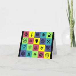 Colorful African Adinkra 4" x 5,6" Dankeschön Kart Dankeskarte