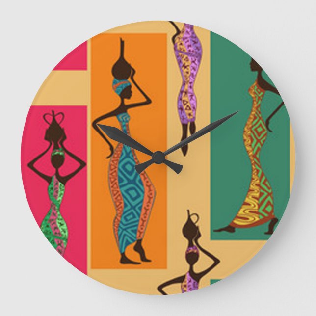 Colorful African Große Wanduhr (Vorderseite)