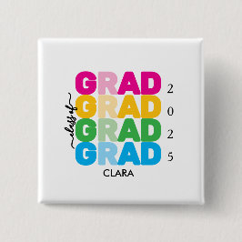 Colorful and customized Name and Year Grad Button