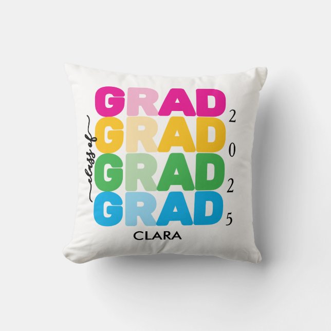 Colorful and customized Name and Year Grad  Kissen (Vorderseite)