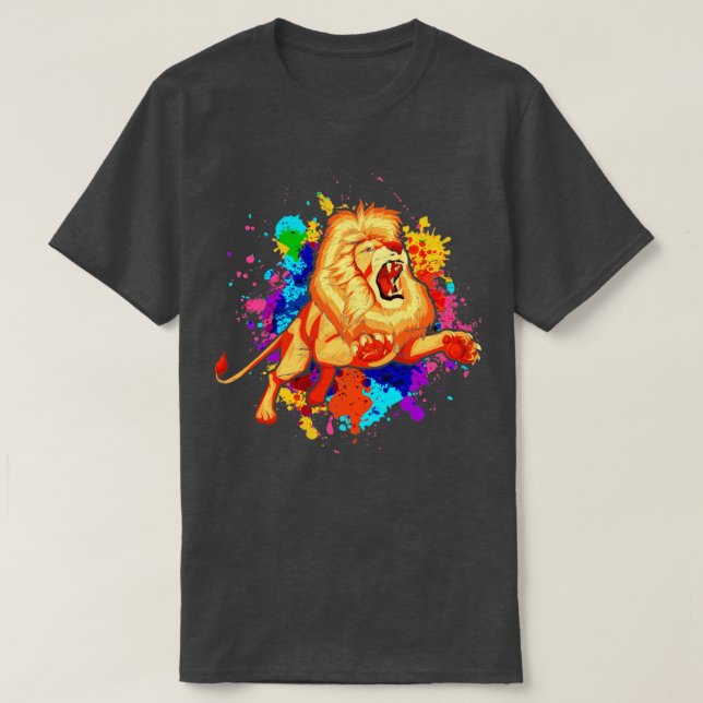 Colorful Animal African Zoo Lion T-Shirt (Design vorne)