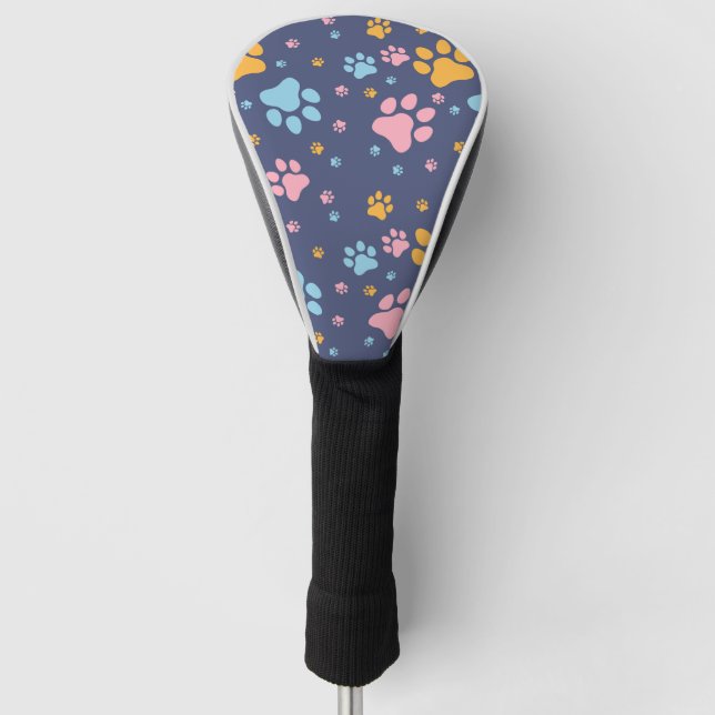 Colorful Animal Paw Prints Pattern Golf Headcover (Vorderseite)