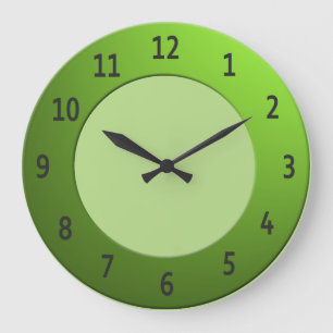 Colorful any Color Black Digits on Green Frame Große Wanduhr