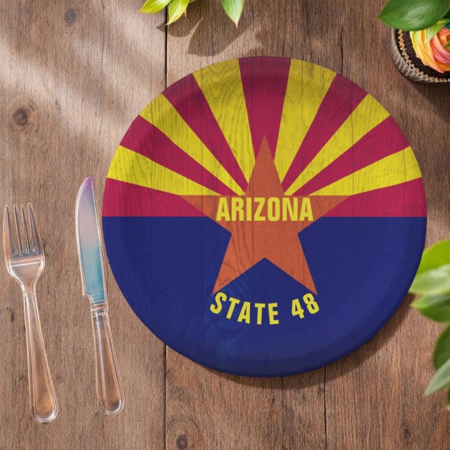 Colorful Arizona Flag State 48 Pappteller (paper plate two line template )