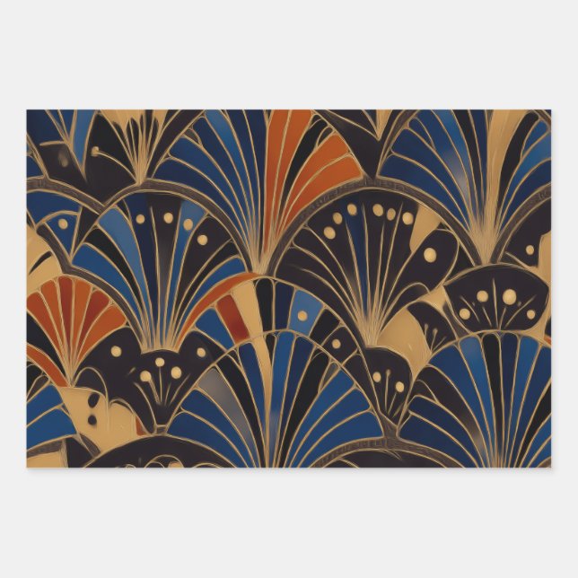 Colorful Art Deco Geschenkpapier Set (Vorderseite)
