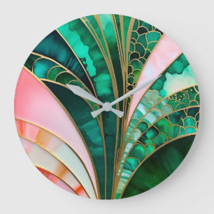 Colorful Art Deco Große Wanduhr