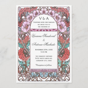 Colorful Art Nouveau Vintage Hochzeit Einladung