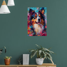 Colorful Australian Shepherd Art Poster