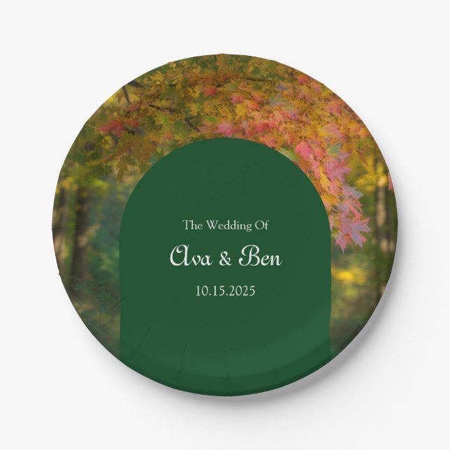 Colorful Autumn Day Wedding Pappteller (Vorderseite)