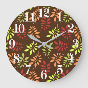 Colorful Autumn Leaves in Warm Tones Large Clock Große Wanduhr