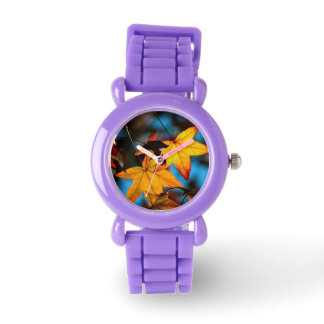 Colorful autumn leaves Thanksgiving Armbanduhr