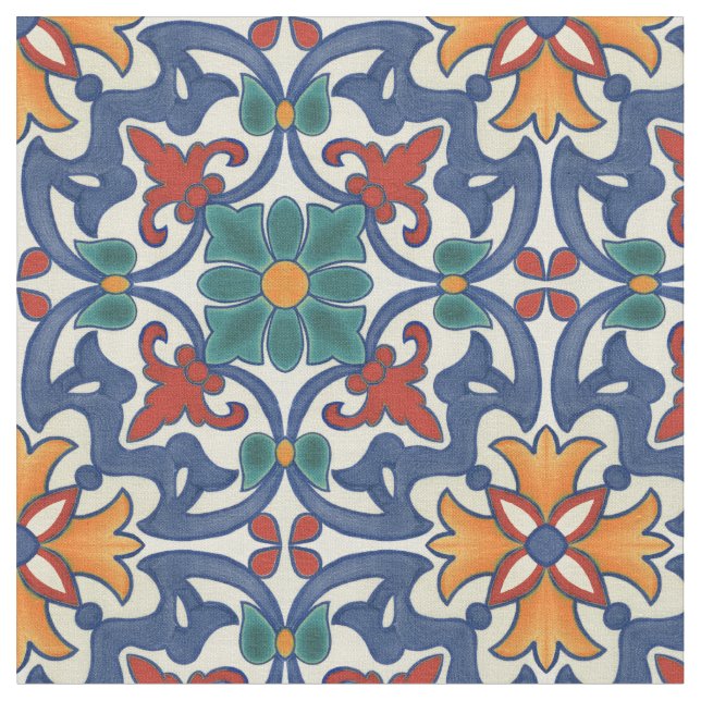 Colorful Azulejos Pattern Stoff (Nahaufnahme)