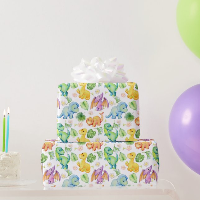 Colorful Baby Dinosaurier Geschenkpapier (Partygeschenke)