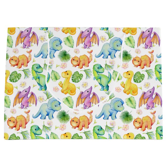 Colorful Baby Dinosaurier Große Geschenktüte (Vorderseite)
