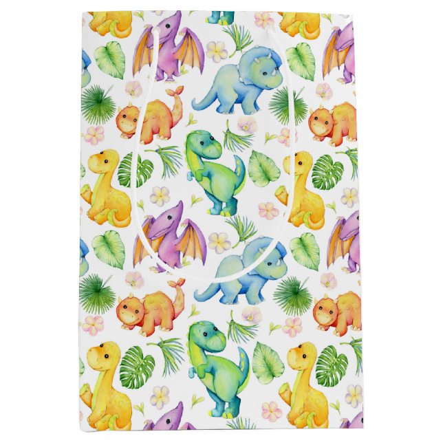 Colorful Baby Dinosaurier Mittlere Geschenktüte (Vorderseite)