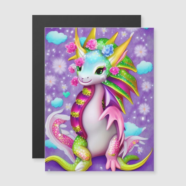 Colorful Baby Dragon Magnetkarte (Vorne/Hinten)