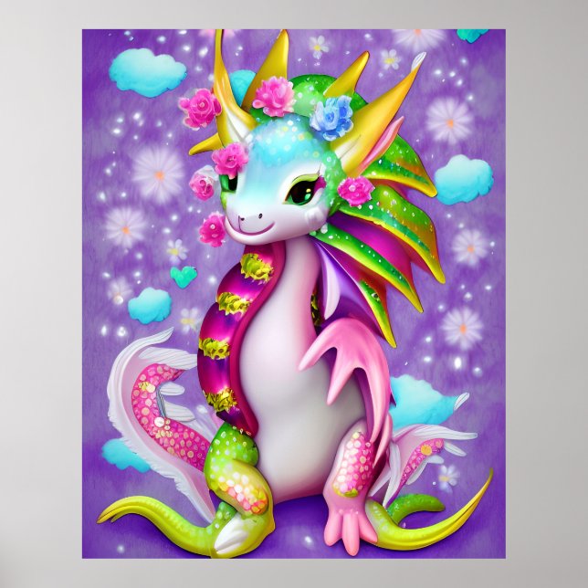 Colorful Baby Dragon Poster (Vorne)