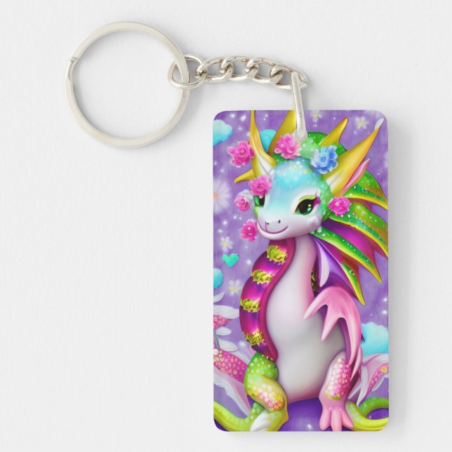 Colorful Baby Dragon Schlüsselanhänger (Vorderseite)