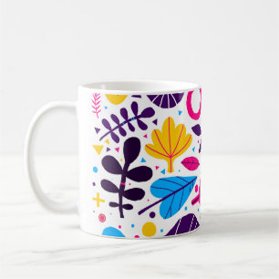 Colorful background with hand drawn floral element kaffeetasse