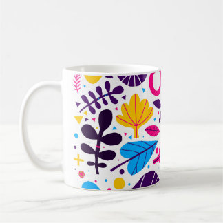 Colorful background with hand drawn floral element kaffeetasse