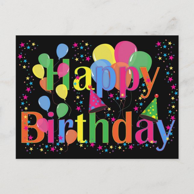 Colorful Ballons HAPPY BIRTHDAY Postkarte (Vorderseite)