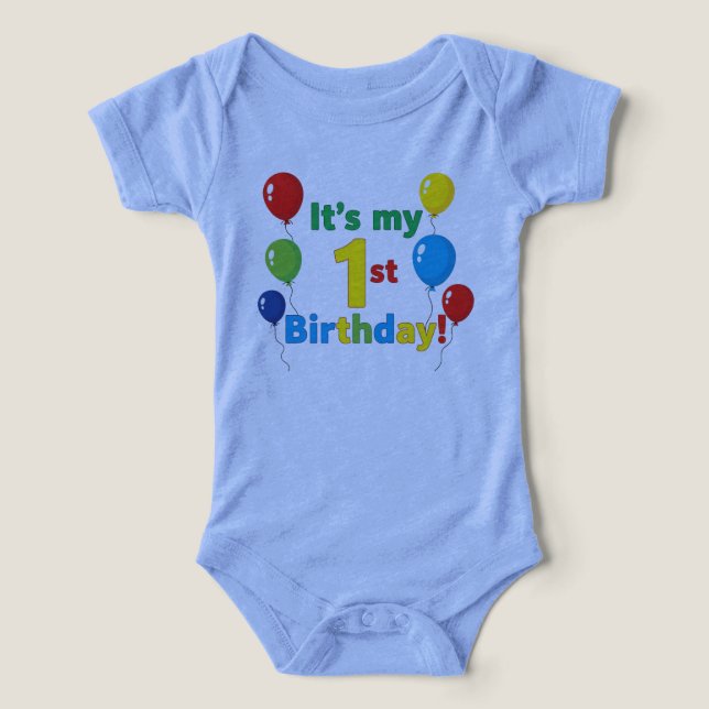 Colorful Balloons "It's My 1st Birthday" Bodysuit (Design Recto)