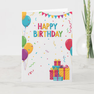Colorful Balloons & Presents Kids Birthday Card Karte