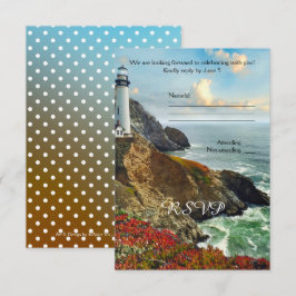 Colorful Beach Lighthouse Wedding RSVP Card Einladung