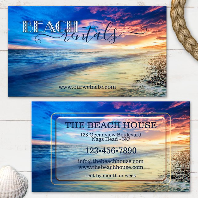 Colorful Beach Rentals Business Card Visitenkarte (Von Creator hochgeladen)