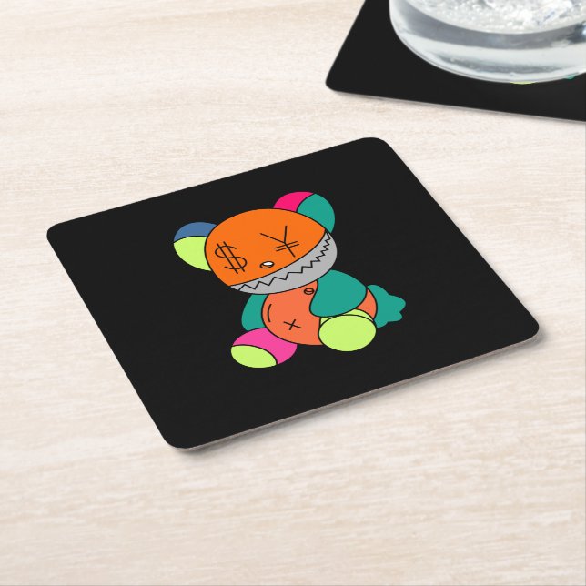 Colorful bear rechteckiger pappuntersetzer (angewinkelt)