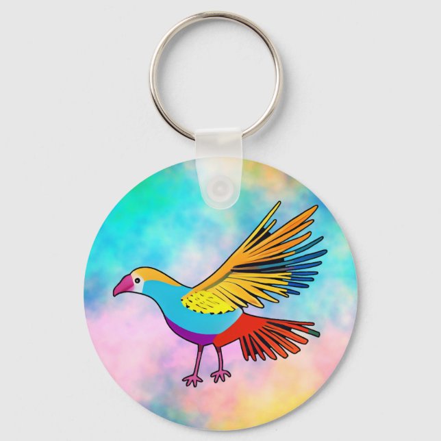 Colorful Bird with Spreaded Wings Schlüsselanhänger (Vorderseite)