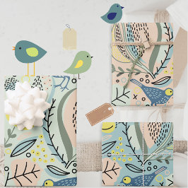 Colorful Birds Gift Wrap Geschenkpapier Set