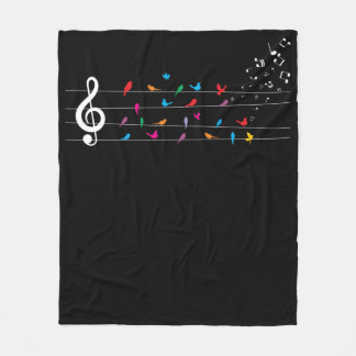Colorful Birds Musical Notes Nature Music Fleecedecke
