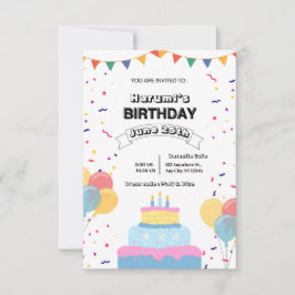 Colorful Birthday Party Invitation Einladung