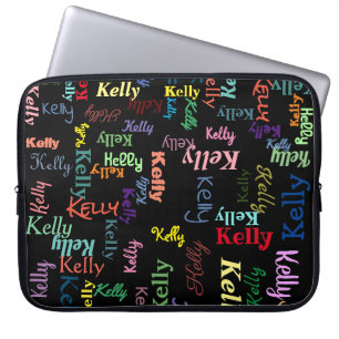 Colorful Black Monogrammed First Name Fun Cute Laptopschutzhülle