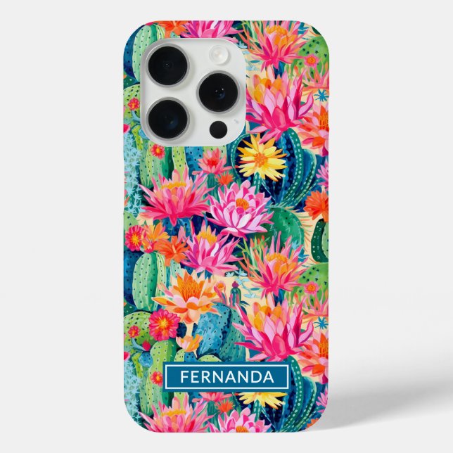 Colorful Blooming Cacti Personalized Case-Mate iPhone Hülle (Rückseite)