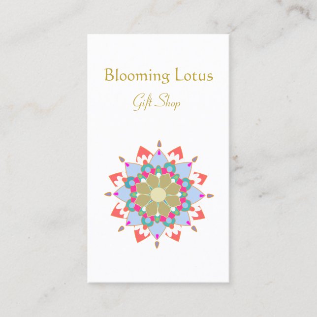 Colorful Blooming Lotus Mandala Visitenkarte (Vorderseite)