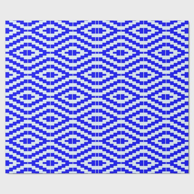 Colorful blue and white Kente pattern Geschenkpapier (Saum)