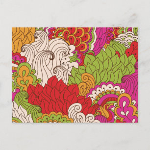 Colorful Bohemian Boho MOD Hippy Chic Pattern Postkarte