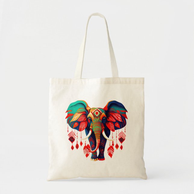 Colorful Bohemian Style Elephant Tragetasche (Vorne)