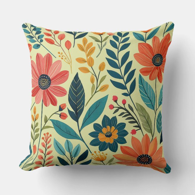 Colorful Boho Floral Kissen (Vorderseite)