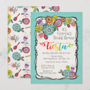 Colorful Boho Floral Mexican Fiesta Brautparty Einladung