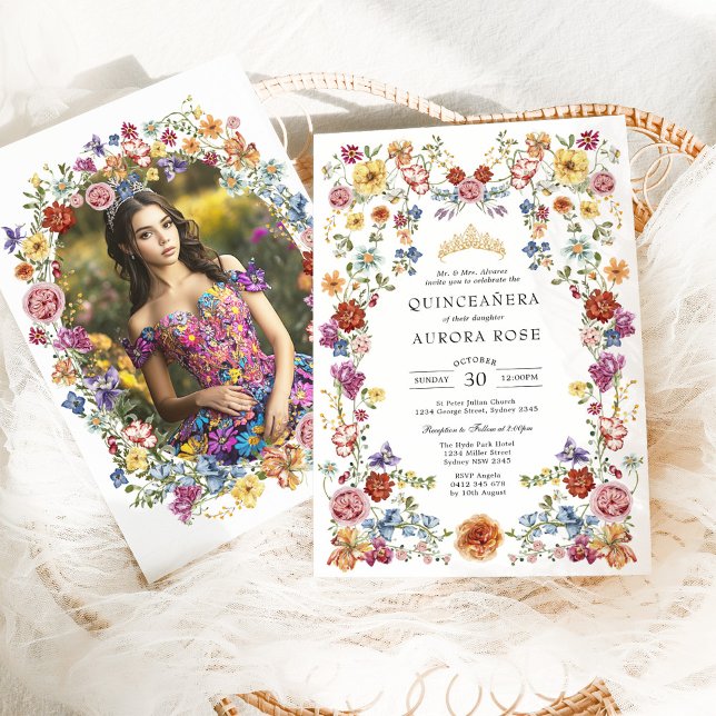 Colorful Boho Floral Quinceañera Mis Quince Einladung (Von Creator hochgeladen)